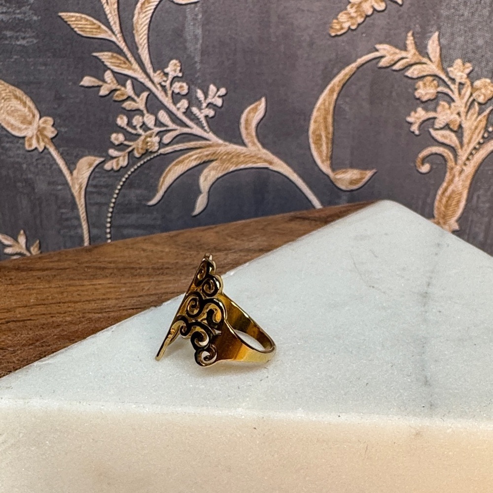Vintage Gold Tone Tree Motif Ring Size 6 Lot D15 - Picture 6 of 8